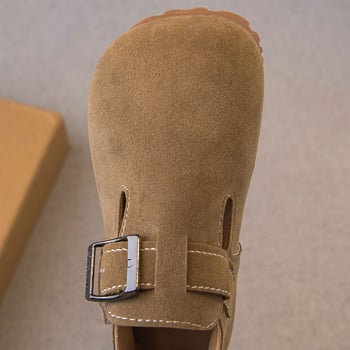 Gyerekeknek való Birkenstock-stílusú cipő — felső része műbőr, gumírozott talp, elöl kötős záródás és hátul pánt, vintage stílus, tavasz–nyár–ősz
