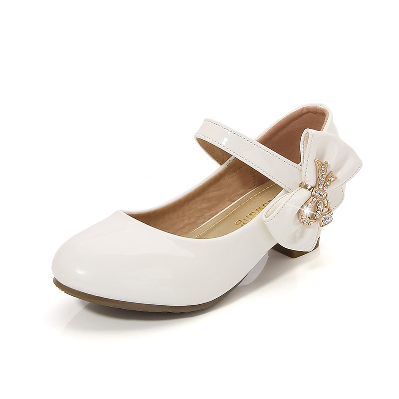 Lányoknak készült magas sarkú cipő Velcro zárással, hercegnő-stílus (Felsőrész: mikroszálas; Zárás: Velcro; Talp: gumi; Belső: műbőr; Talpbetét: PU)