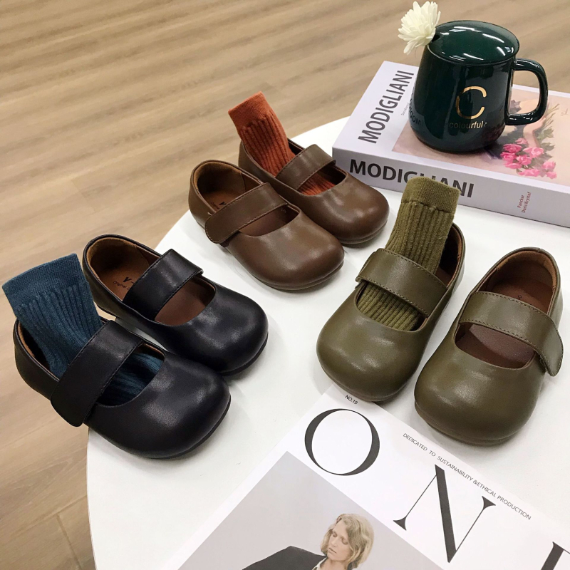 Dječje kožne cipele, korejskog stila, vamp: mikrovlaknasta koža; đon: guma; zatvaranje: Velcro; gornji dio: niski vrh; funkcija: protuklizno, otporno na habanje