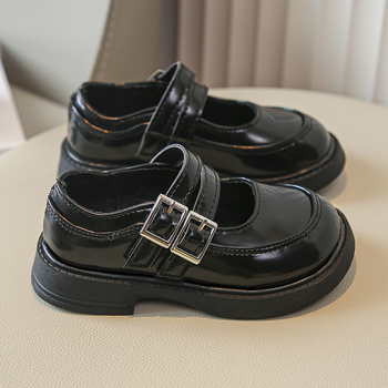 PU bőr gyerekcipő kerek orrú, színes blokk minta, brit stílus, gumitalp, 4–12 éveseknek