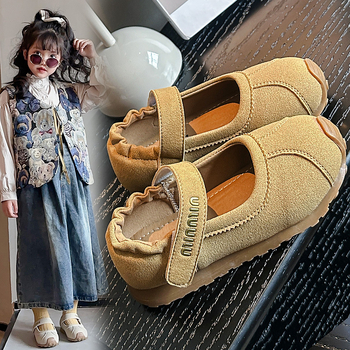 Lányoknak nubuk bőr cipő – Velcro zárás, tavasz 2025, 4–12 éveseknek
