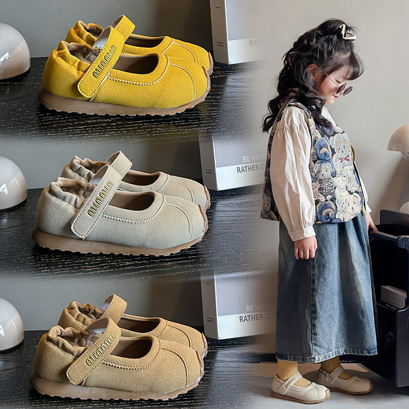 Lányoknak nubuk bőr cipő – Velcro zárás, tavasz 2025, 4–12 éveseknek