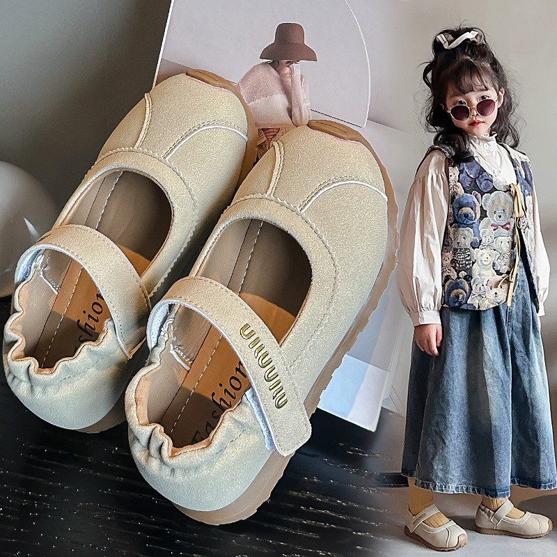 Lányoknak nubuk bőr cipő – Velcro zárás, tavasz 2025, 4–12 éveseknek