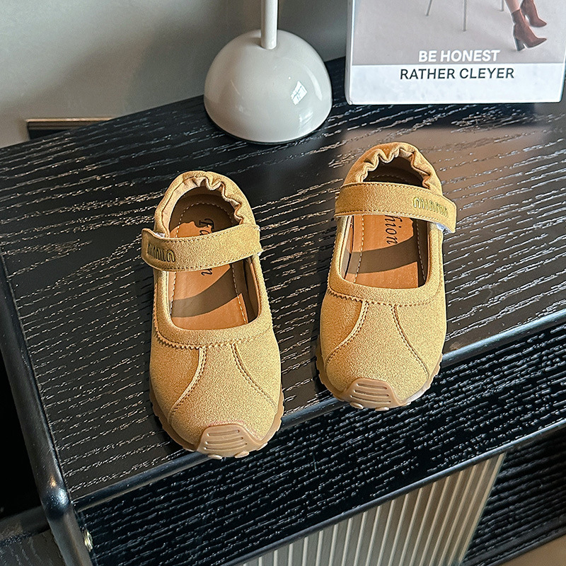 Lányoknak nubuk bőr cipő – Velcro zárás, tavasz 2025, 4–12 éveseknek
