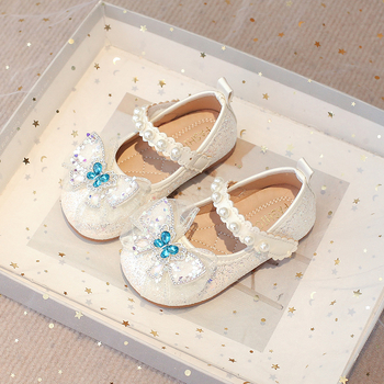 Kristályos balerinák gyerekeknek lányok, Velcro-zárású, PU felsőrész, Gumitalp, Anti-slip