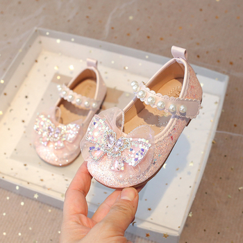 Kristályos balerinák gyerekeknek lányok, Velcro-zárású, PU felsőrész, Gumitalp, Anti-slip