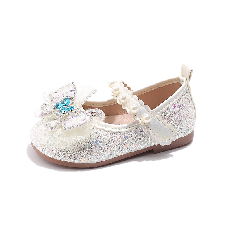 Kristályos balerinák gyerekeknek lányok, Velcro-zárású, PU felsőrész, Gumitalp, Anti-slip