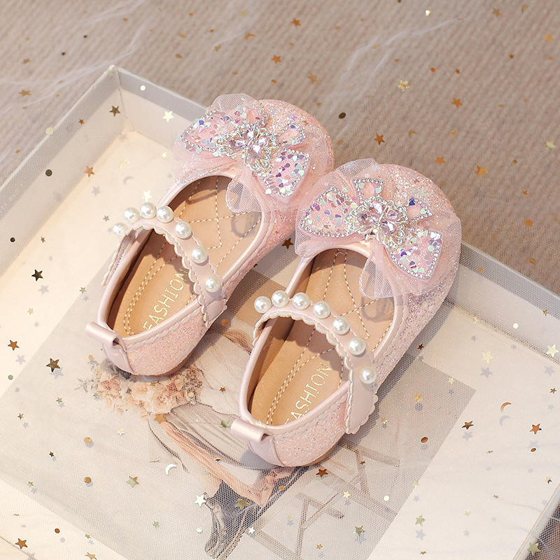 Kristályos balerinák gyerekeknek lányok, Velcro-zárású, PU felsőrész, Gumitalp, Anti-slip