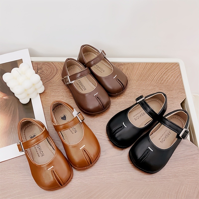 Δερμάτινα παπούτσια για κορίτσια, Velcro κλείσιμο, σόλα από καουτσούκ, PU επικάλυψη, χαμηλός ύψος