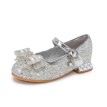 Παιδικά Παπούτσια Πριγκίπισσας με Κρύσταλλα, Με Κλείσιμο Velcro, Χαμηλός Άνω Μέρος, Αναγλυφό Υλικό από Υπερ-Ίνες, Σόλα Καουτσούκ