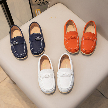 Παιδικά slip-on loafers, PU επάνω μέρος, δερμάτινη επένδυση, PU πάτος, καουτσούκ σόλα, αναπνέουν και ελαφριά, χαμηλό προφίλ