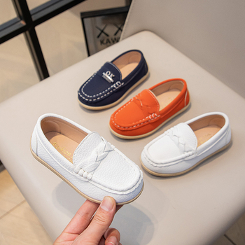 Παιδικά slip-on loafers, PU επάνω μέρος, δερμάτινη επένδυση, PU πάτος, καουτσούκ σόλα, αναπνέουν και ελαφριά, χαμηλό προφίλ