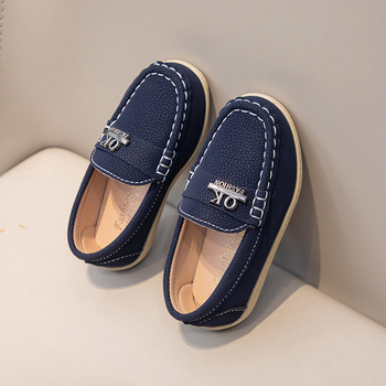 Παιδικά slip-on loafers, PU επάνω μέρος, δερμάτινη επένδυση, PU πάτος, καουτσούκ σόλα, αναπνέουν και ελαφριά, χαμηλό προφίλ