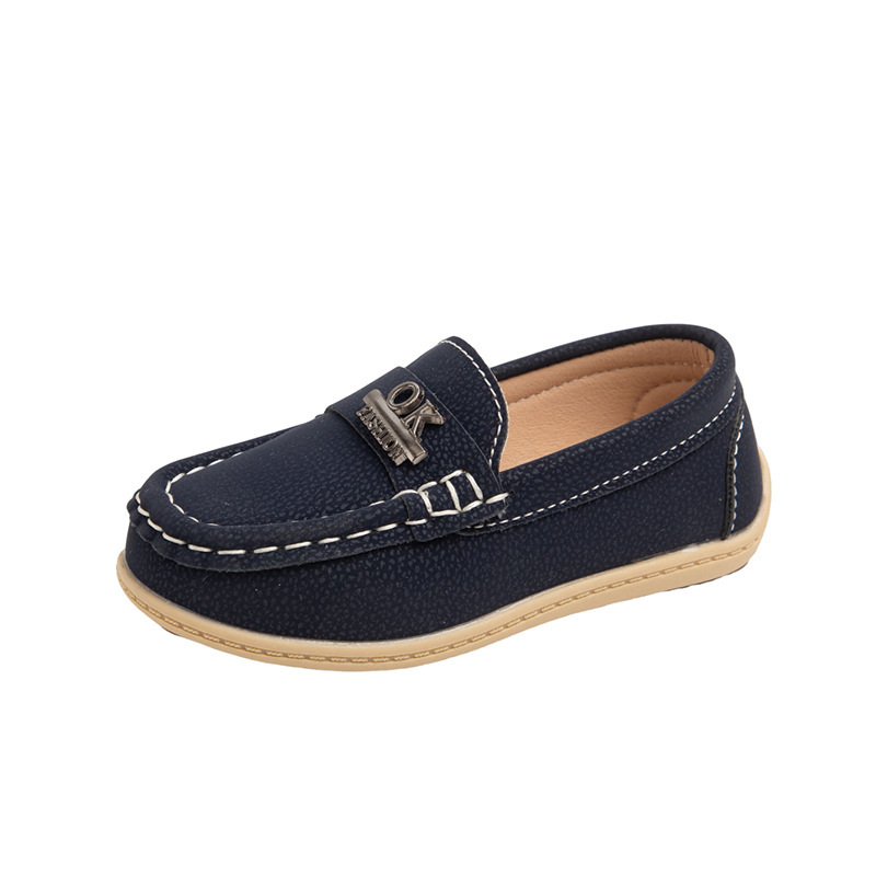 Παιδικά slip-on loafers, PU επάνω μέρος, δερμάτινη επένδυση, PU πάτος, καουτσούκ σόλα, αναπνέουν και ελαφριά, χαμηλό προφίλ