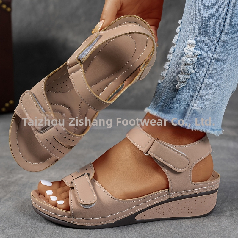 Римски дамски сандали с велкро (Горна част: супер фибър; Подметка: композит; Вътрешност: PU; Форма на пръста: кръгла)