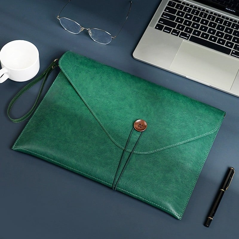 Geantă pentru documente din piele sintetică, mâner cu șnur, formă pătrată, capacitate mare