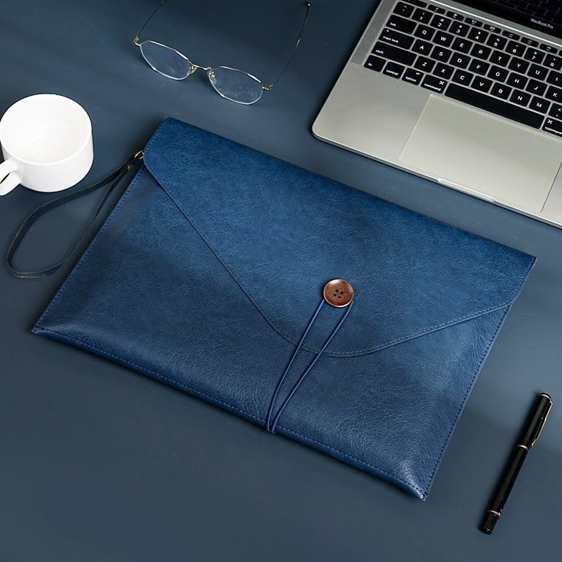 Geantă pentru documente din piele sintetică, mâner cu șnur, formă pătrată, capacitate mare