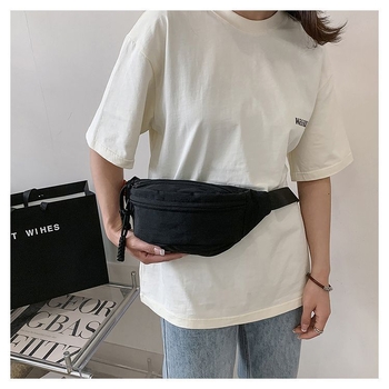 Ανδρική τσάντα μέσης από καμβά, αστικός μινιμαλιστικός στυλ, ανθεκτική στη φθορά, επένδυση πολυεστέρα, Άνοιξη 2025