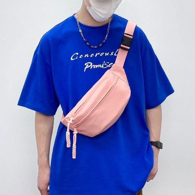 Ανδρική τσάντα μέσης από καμβά, αστικός μινιμαλιστικός στυλ, ανθεκτική στη φθορά, επένδυση πολυεστέρα, Άνοιξη 2025