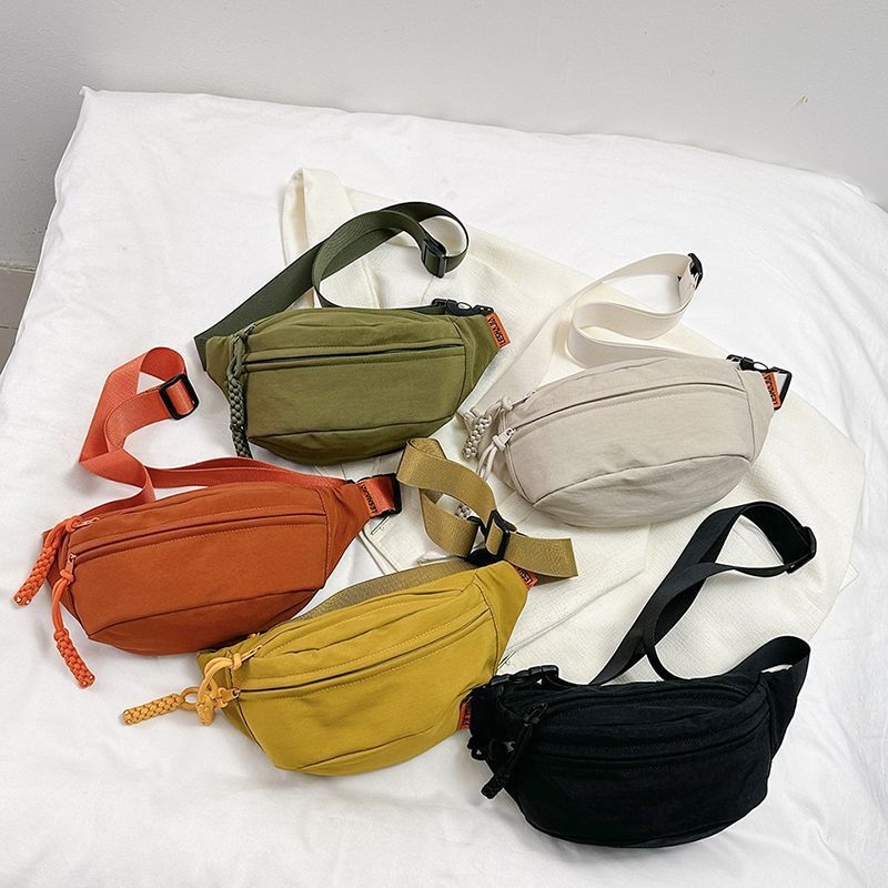 Ανδρική τσάντα μέσης από καμβά, αστικός μινιμαλιστικός στυλ, ανθεκτική στη φθορά, επένδυση πολυεστέρα, Άνοιξη 2025