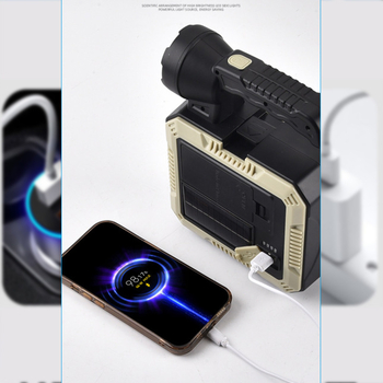 Solarna vanjska potražna svjetiljka s ugrađenim setom alata, 5W LED, 1200mAh, USB punjenje, ručni pogon, 360° rotacija