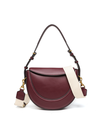 Geantă crossbody Saddle, stil urban simplu; material PU; formă semicirculară; închidere cu cataramă magnetică; buzunar interior cu fermoar