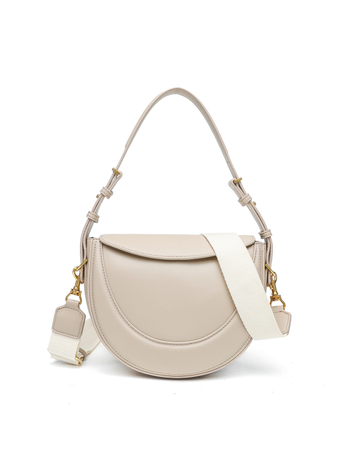 Geantă crossbody Saddle, stil urban simplu; material PU; formă semicirculară; închidere cu cataramă magnetică; buzunar interior cu fermoar