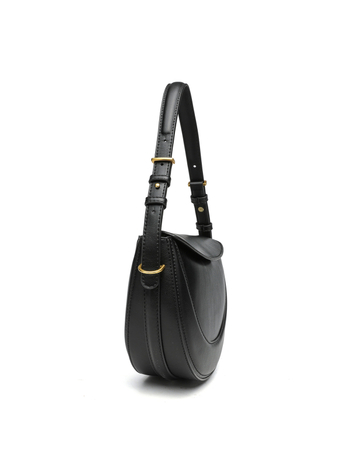 Geantă crossbody Saddle, stil urban simplu; material PU; formă semicirculară; închidere cu cataramă magnetică; buzunar interior cu fermoar