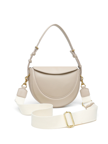 Geantă crossbody Saddle, stil urban simplu; material PU; formă semicirculară; închidere cu cataramă magnetică; buzunar interior cu fermoar