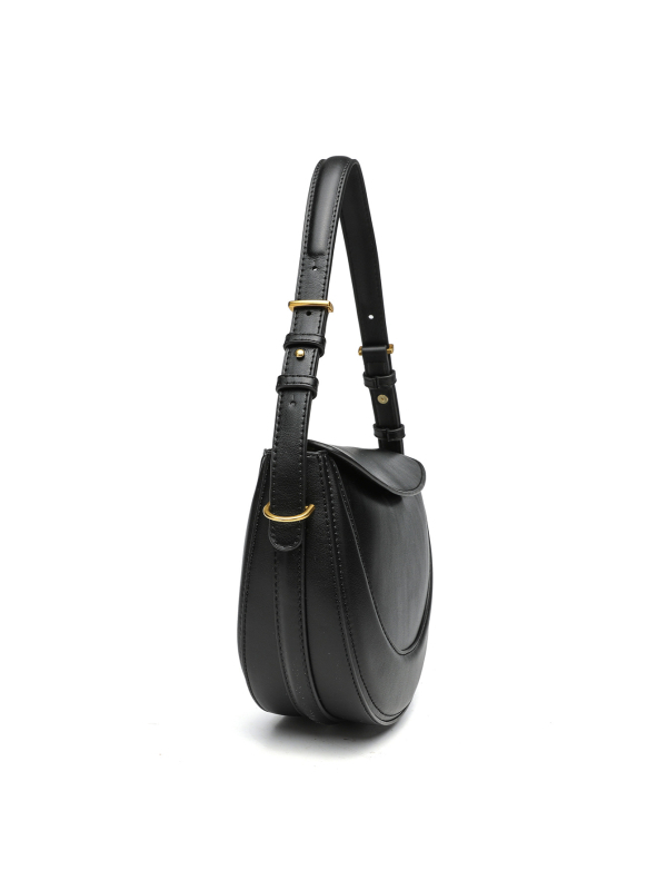 Geantă crossbody Saddle, stil urban simplu; material PU; formă semicirculară; închidere cu cataramă magnetică; buzunar interior cu fermoar