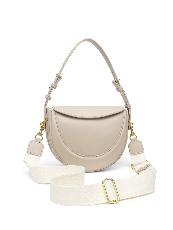 Geantă crossbody Saddle, stil urban simplu; material PU; formă semicirculară; închidere cu cataramă magnetică; buzunar interior cu fermoar