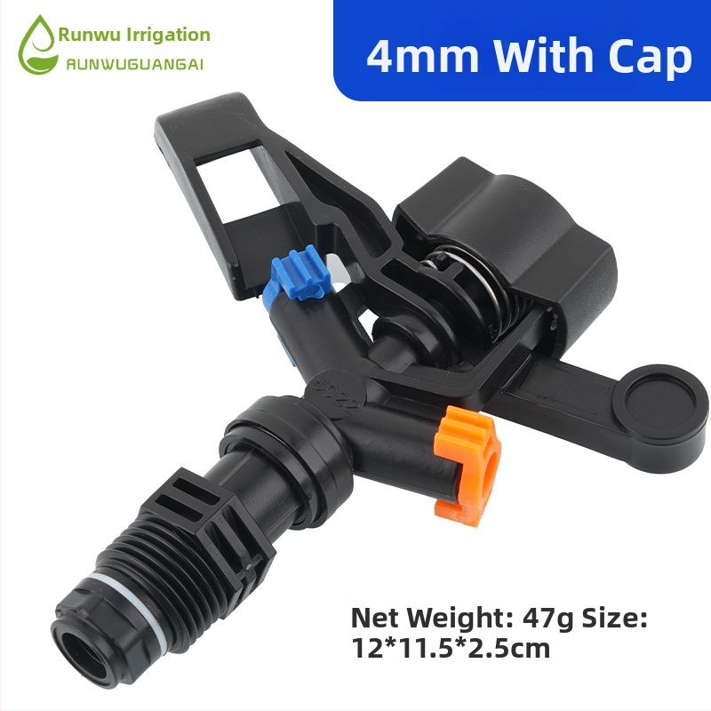 360° otáčajúci zavlažovací postrekovač do záhrady, štvortrysová dvojitá výstrek, materiál POM