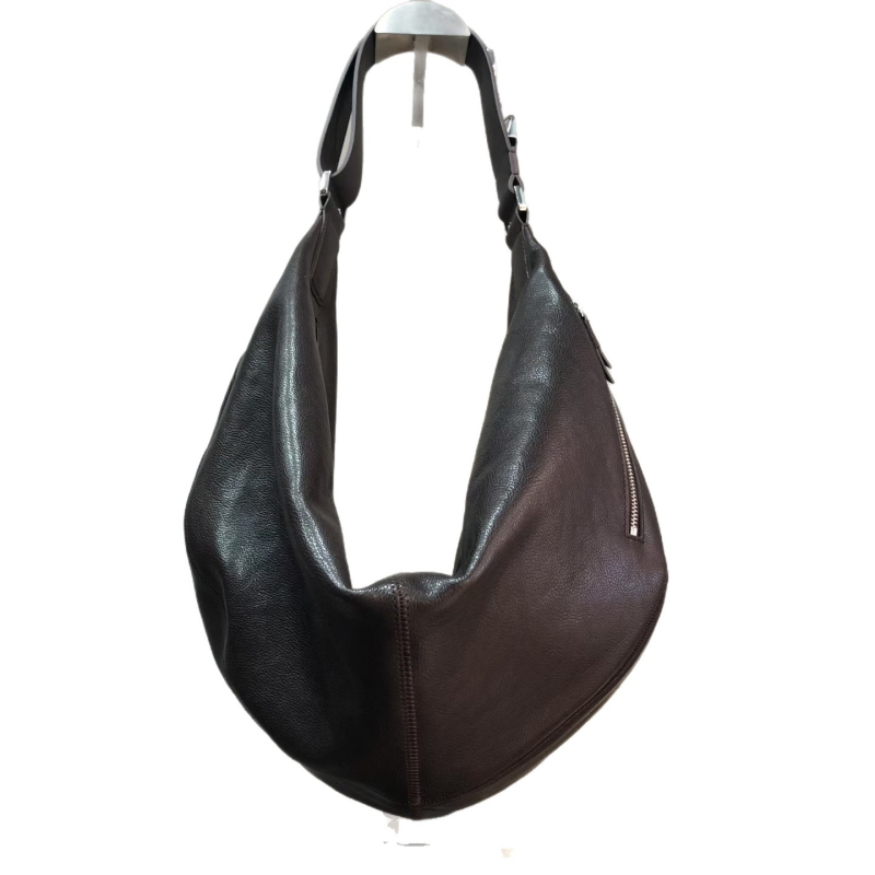Crossbody torba u street stilu od prave kože, dumpling oblik, zatvarač, unutarnja džep za telefon, podstava od prve slojevite bikove kože