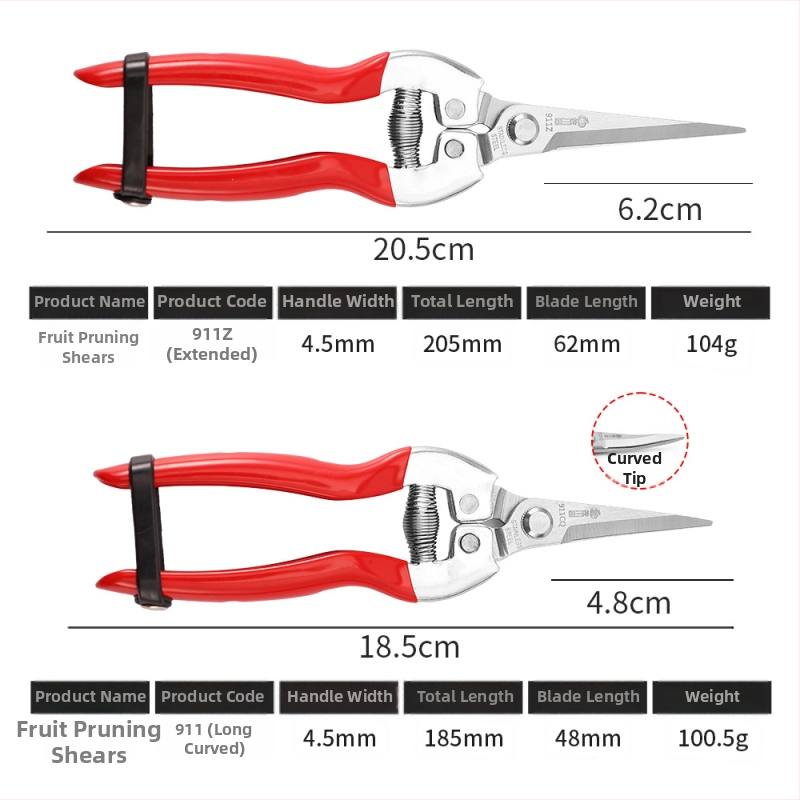 911 roostevabast terasest puuviljade ja lillede kääride zigzag-lõikega, sobib viljade, lillede ja viinamarjade korjamiseks — Sasaki Field
