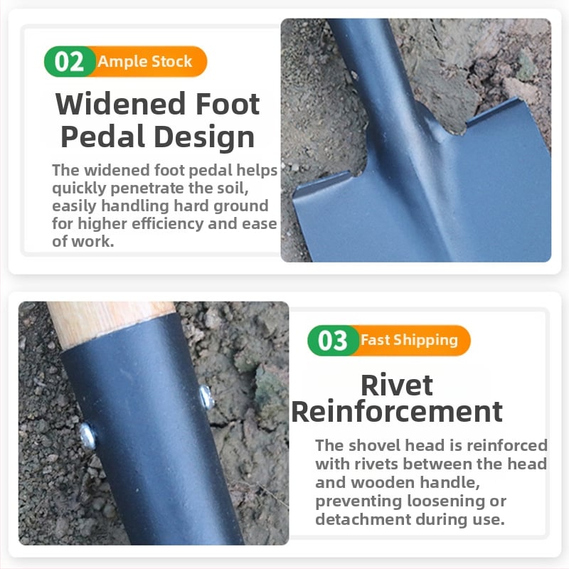 Sodo kastuvas su medine rankena, mangano plienas, daugiafunkcinis įrankis gėlėms ir daržovėms sodinti, žemės purtymui