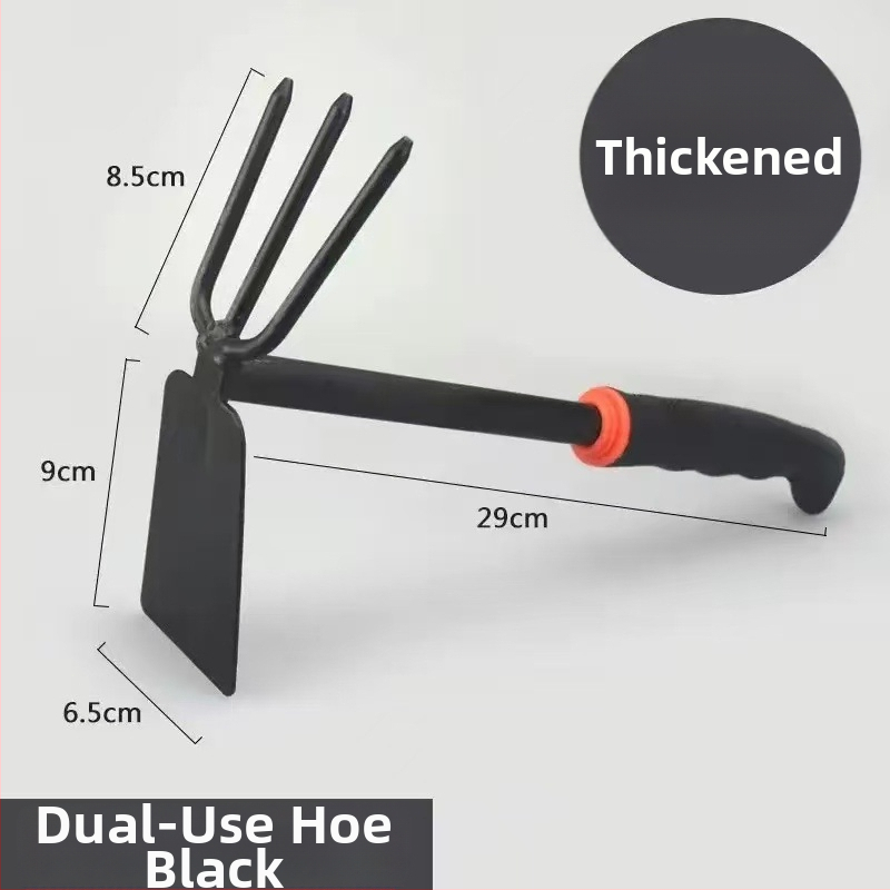 Sodo įrankis: dviejų funkcijų grėbliai, kastuvai ir kūlimo įrankis augalams sodinti