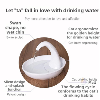Dispenser de apă pentru animale de companie, cu circulație automată, filtrare și funcționare silențioasă, cu capacitate mare; brand PIONEER PET, model 3075 Swan Water Dispenser; detașabil; potrivit pentru câini și pisici; greutate 0,65 kg
