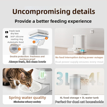 Hrănitoare automată pentru animale de companie all-in-one cu dozator de apă pentru câini și pisici (U-F13W; Model F13; Suport aplicație: Da; Demontabil; Greutate: 3,15 kg)
