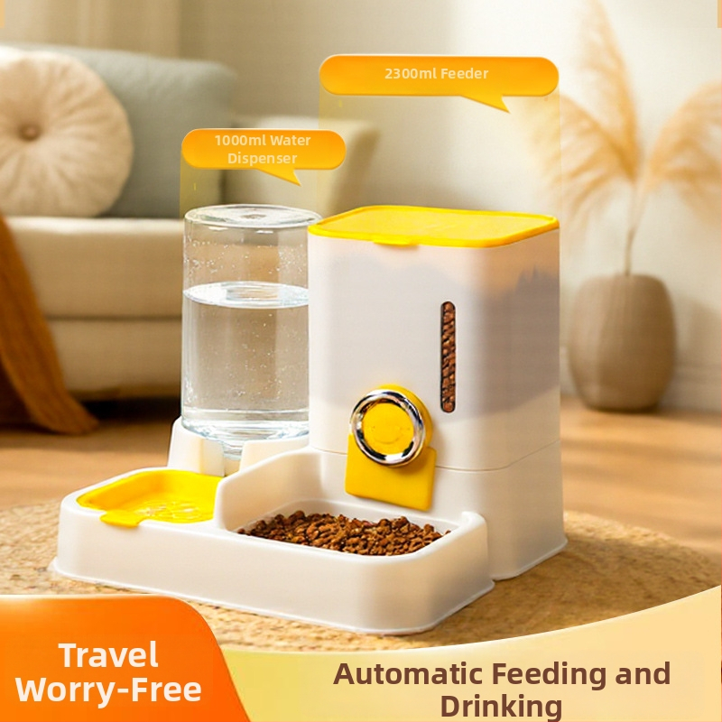 Automātiskais barotājs mājdzīvniekiem ar kaķa un suņa bļodu, ūdens un barība vienā, noņemams, 1100 g