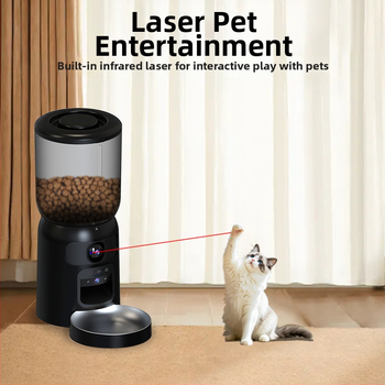 ICAM365 Pf4 Έξυπνος τροφοδότης κατοικίδιων με διπλό φακό και λέιζερ, ελέγχεται μέσω εφαρμογής, αυτοματοποιημένος προγραμματισμός και μερίδες, για σκύλους και γάτες, αποσπώμενος