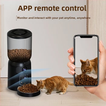 ICAM365 Pf4 Έξυπνος τροφοδότης κατοικίδιων με διπλό φακό και λέιζερ, ελέγχεται μέσω εφαρμογής, αυτοματοποιημένος προγραμματισμός και μερίδες, για σκύλους και γάτες, αποσπώμενος