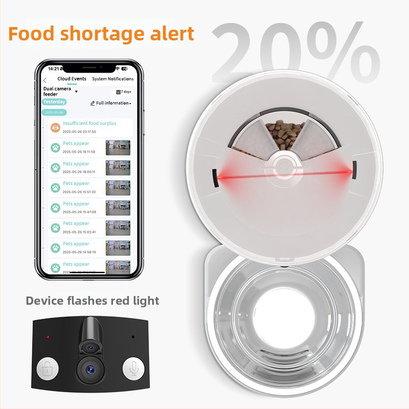 Έξυπνη αυτόματη ταΐστρα για γάτες και σκύλους - Μοντέλο M68V, με υποστήριξη εφαρμογής, χρονόμετρο και μεριδοποίηση, αποσπώμενη με κάμερα, 1,7 kg