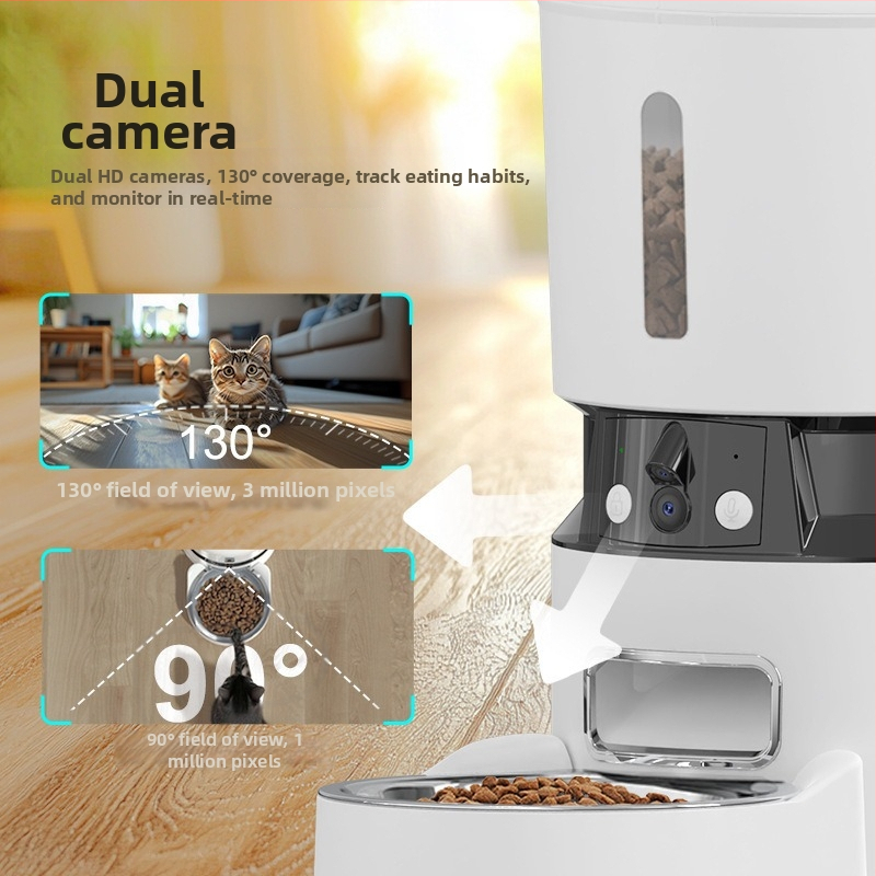 Έξυπνη αυτόματη ταΐστρα για γάτες και σκύλους - Μοντέλο M68V, με υποστήριξη εφαρμογής, χρονόμετρο και μεριδοποίηση, αποσπώμενη με κάμερα, 1,7 kg