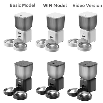 Gudrs mājdzīvnieku barotājs ar nerūsējošā tērauda 4,5 L bļodu, laika dozēšana, noņemams, piemērots suņiem un kaķiem