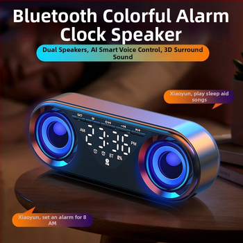 AI gudrs Bluetooth skaļrunis ar subwooferu, IPX7 ūdensizturīgs, frekvences diapazons 100 Hz–20 kHz, SNR ≥70 dB, bezvadu uzlāde