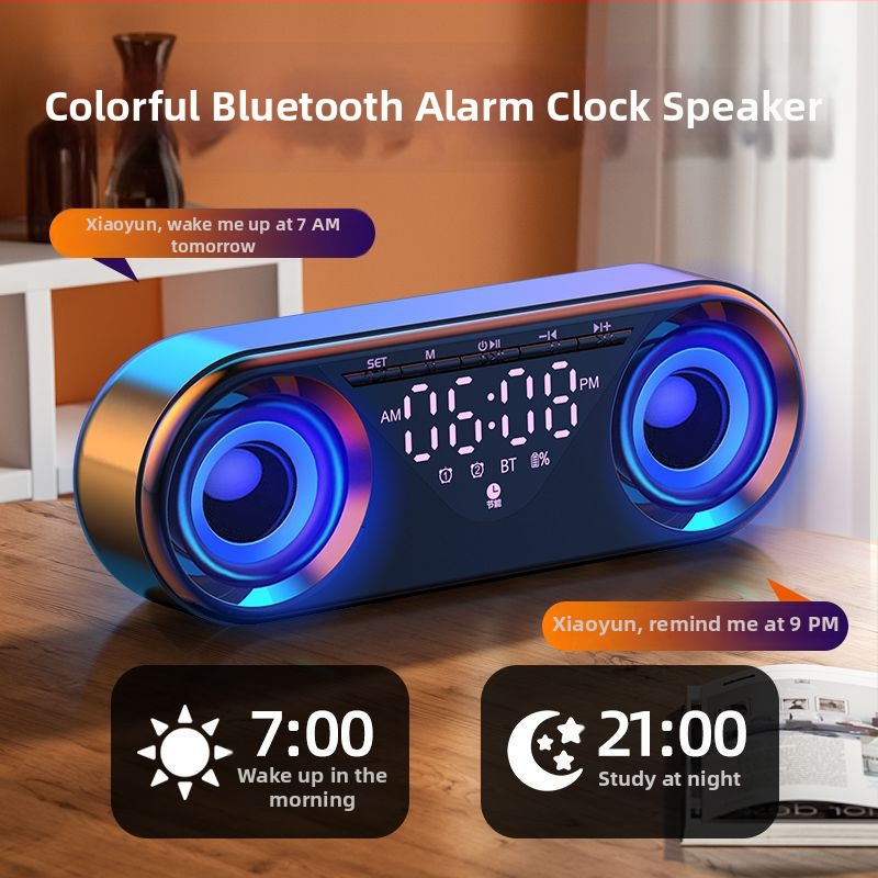 AI gudrs Bluetooth skaļrunis ar subwooferu, IPX7 ūdensizturīgs, frekvences diapazons 100 Hz–20 kHz, SNR ≥70 dB, bezvadu uzlāde