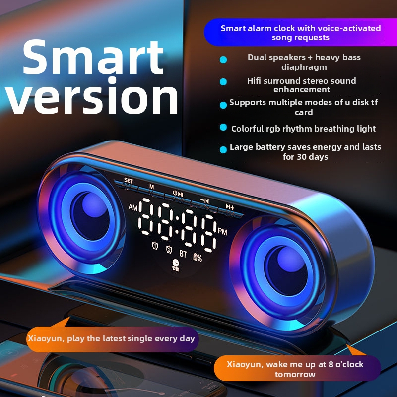 AI gudrs Bluetooth skaļrunis ar subwooferu, IPX7 ūdensizturīgs, frekvences diapazons 100 Hz–20 kHz, SNR ≥70 dB, bezvadu uzlāde