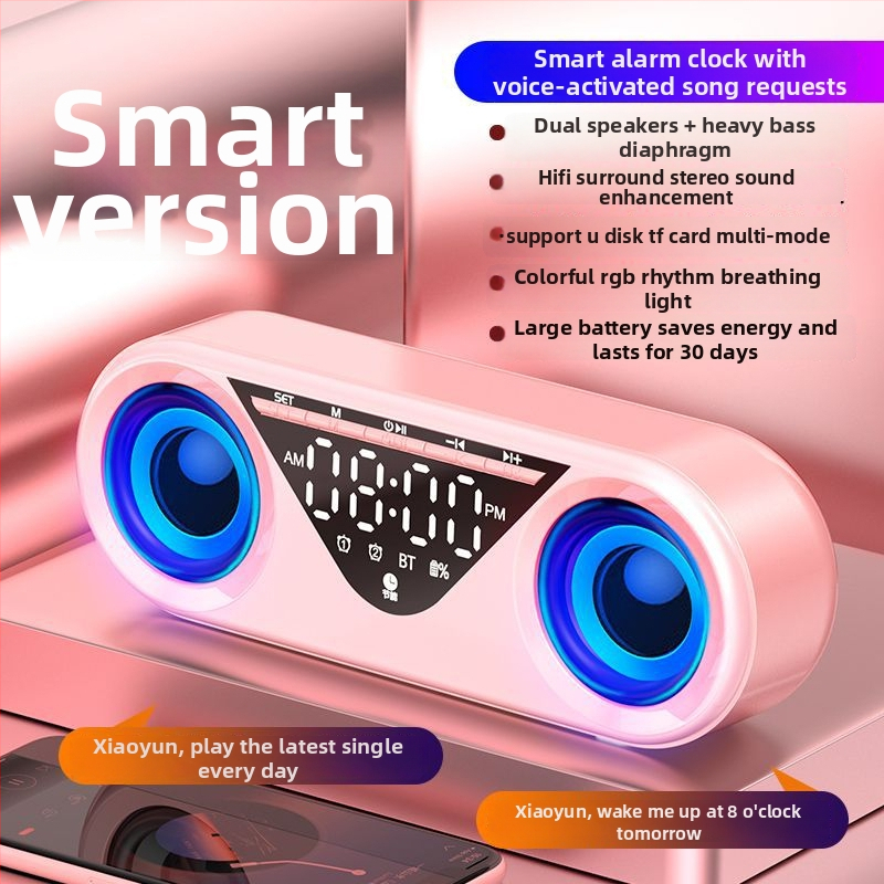 AI gudrs Bluetooth skaļrunis ar subwooferu, IPX7 ūdensizturīgs, frekvences diapazons 100 Hz–20 kHz, SNR ≥70 dB, bezvadu uzlāde