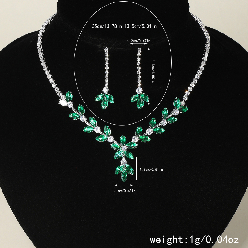 Ženski set nakita — bakar, elektroplating, rhinestone geometrijski naušnici i ogrlica