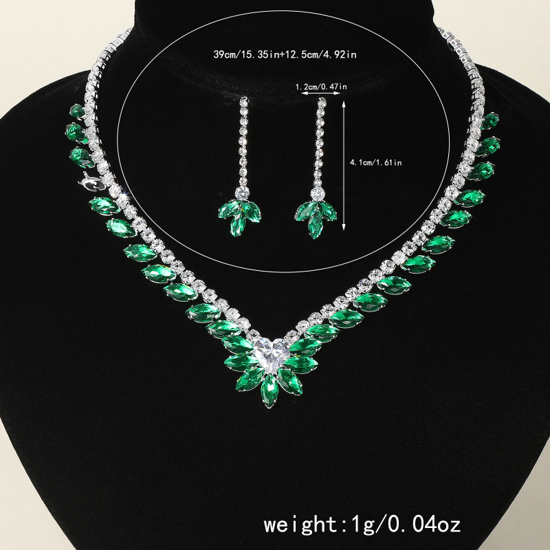 Ženski set nakita — bakar, elektroplating, rhinestone geometrijski naušnici i ogrlica